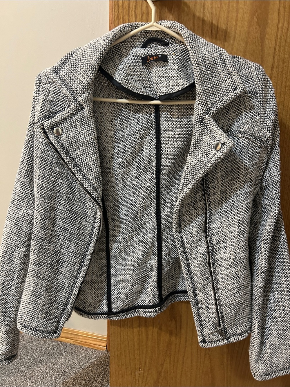 Dex Textured Moto Jacket in Gray & Black Like New